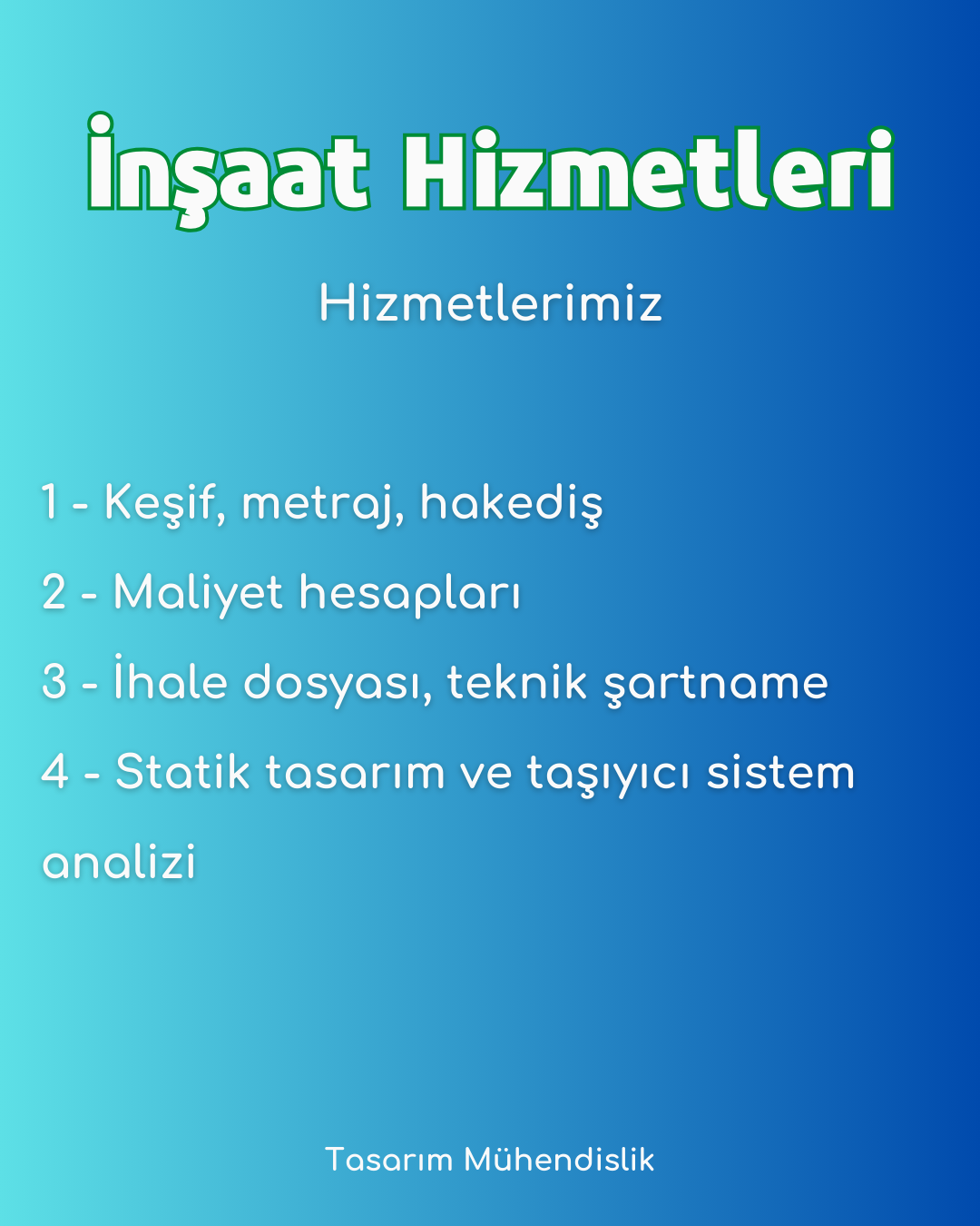 İnşaat Hizmetleri Hizmet Listesi Görseli